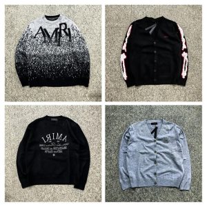 Amiri Men’s Logo Knit Sweater Cardigan Pullover