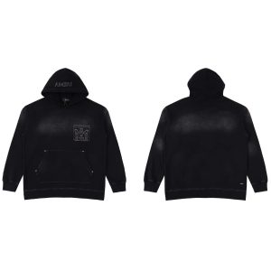 Amiri Black Logo Hoodie Pullover Sweatshirt for Men