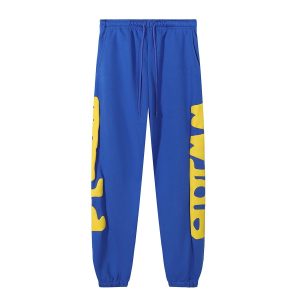Sp5der Blue Yellow Letter Print Jogger Pants