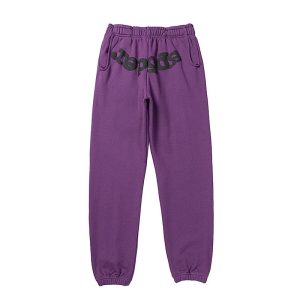Sp5der Purple Logo Jogger Pants Streetwear