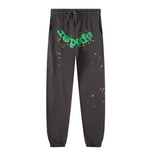 Sp5der Green Logo Black Jogger Pants