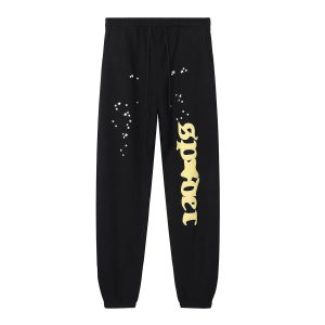 Sp5der Black Splash Logo Streetwear Jogger Pants