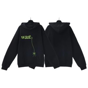 Sp5der Black Graphic Hoodie Green Letter Print