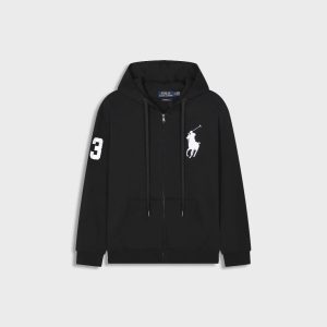 Ralph Lauren Men’s Black Polo Pony 3 Zip Hoodie