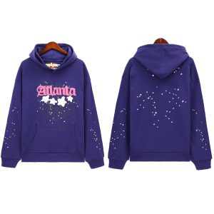 Sp5der Atlanta Purple Graphic Pullover Hoodie