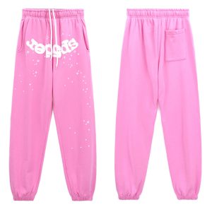Sp5der Pink Logo Graphic Jogger Pants