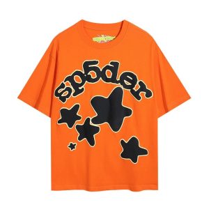Sp5der Orange Star Graphic T-Shirt