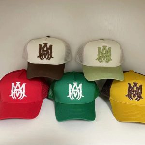 Embroidered M Logo Trucker Hat Adjustable Mesh Baseball Cap