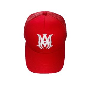 Amiri MA Logo Red Mesh Trucker Hat