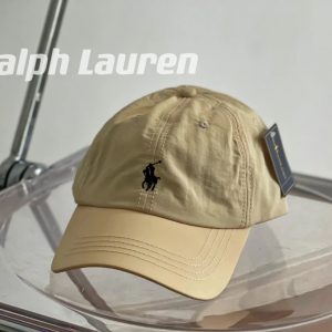 Ralph Lauren Beige Polo Logo Cotton Baseball Cap