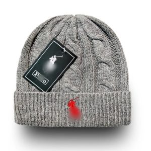 Ralph Lauren Gray Cable Knit Pony Logo Beanie Hat