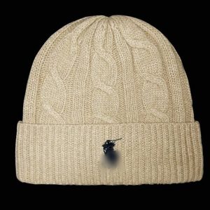 Ralph Lauren Cable Knit Beanie Hat Beige Pony Logo