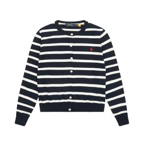 Ralph Lauren Navy Striped Button Cardigan Sweater