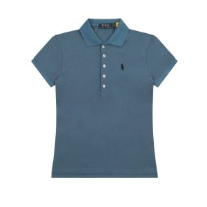 Ralph Lauren Women’s Blue Slim Fit Short Sleeve Polo Shirt