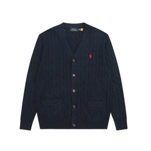 Ralph Lauren Men’s Navy Cable Knit V-Neck Cardigan