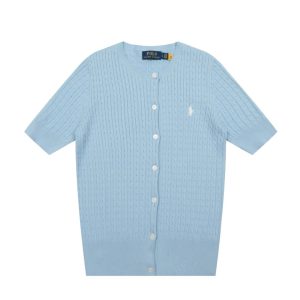 Ralph Lauren Blue Cable Knit Short Sleeve Cardigan