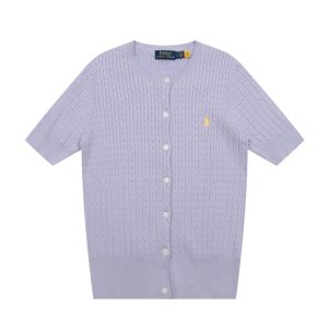 Ralph Lauren Lavender Cable Knit Short Sleeve Cardigan