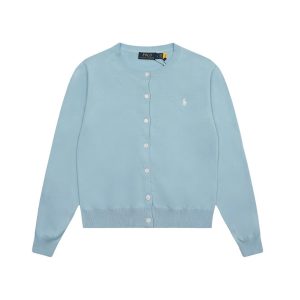 Ralph Lauren Women’s Light Blue Pony Logo Cardigan Sweater