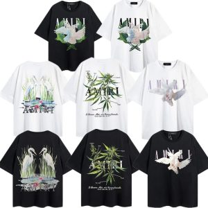 Amiri Crane Graphic Cotton T Shirt Short Sleeve Tee