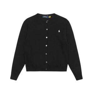 Ralph Lauren Black Knit Button Front Cardigan Sweater