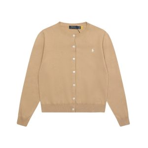 Ralph Lauren Beige Cotton Knit Button-Front Cardigan