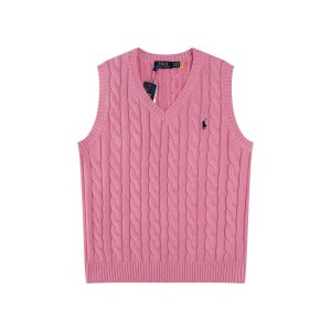 Ralph Lauren Pink Cable Knit V Neck Sweater Vest