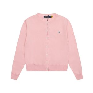 Ralph Lauren Pink Cotton Knit Button Front Cardigan