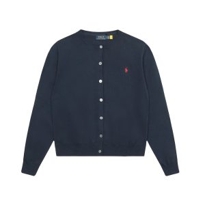 Ralph Lauren Navy Button Front Cotton Cardigan Sweater