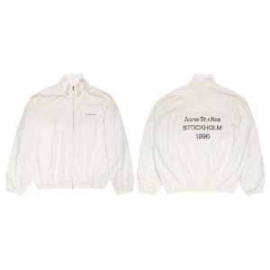 Acne Studios White Zip Logo Windbreaker Jacket
