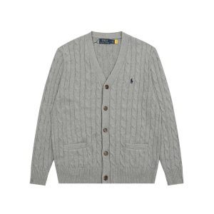 Polo Ralph Lauren Men’s Gray Cable Knit Cardigan Sweater