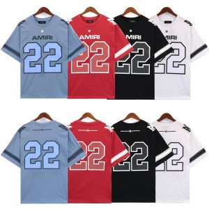 Amiri 22 Jersey Logo Short Sleeve T-Shirt Men Casual