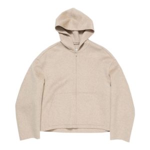 Acne Studios Beige Zip Hooded Knit Jacket