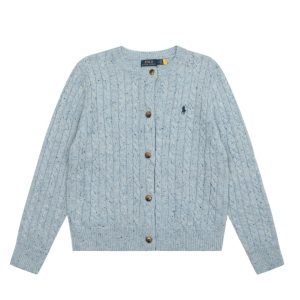 Ralph Lauren Blue Cable Knit Button Front Cardigan