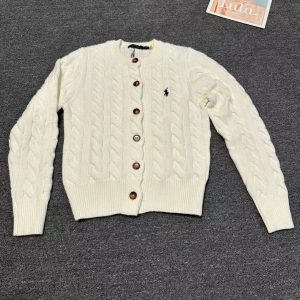 Ralph Lauren Cream Cable Knit Button Cardigan Sweater