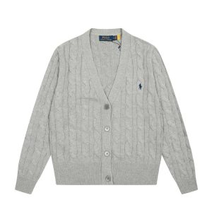 Ralph Lauren Gray Cable Knit Button Cardigan Sweater
