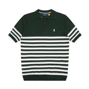 Ralph Lauren Men’s Green Striped Knit Polo Shirt