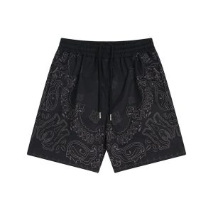 Amiri Black Paisley Bandana Print Drawstring Shorts
