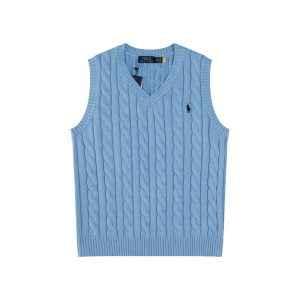 Ralph Lauren Blue Cable Knit V Neck Sweater Vest