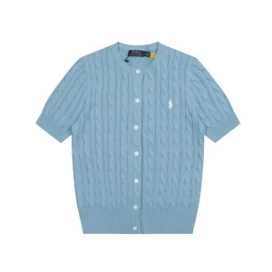 Ralph Lauren Cable-Knit Cotton Cardigan Sweater Blue