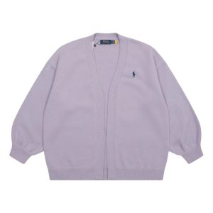 Ralph Lauren Purple Polo Logo Knit Cardigan Sweater