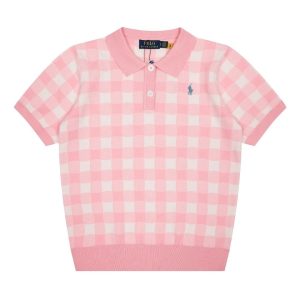 Ralph Lauren Pink Gingham Knit Polo Shirt