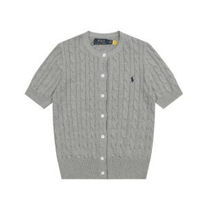 Polo Ralph Lauren Gray Cable Knit Short Sleeve Cardigan