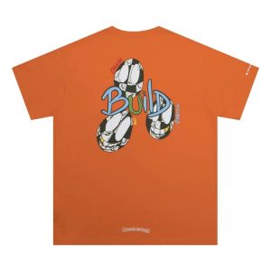 Chrome Hearts Orange Graphic Print Short Sleeve T-Shirt