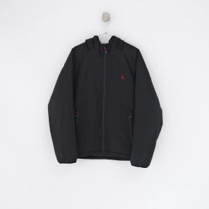 Ralph Lauren Black Hooded Full Zip Windbreaker Jacket