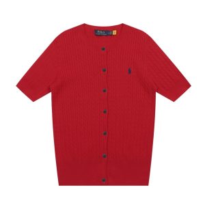 Ralph Lauren Red Short Sleeve Knit Button Cardigan