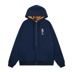 Polo Ralph Lauren Navy Plaid Lined Zip Hoodie