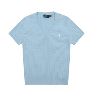 Ralph Lauren Men’s Blue V-Neck Short Sleeve Knit Sweater