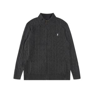 Ralph Lauren Men’s Black Cable Knit Quarter-Zip Sweater
