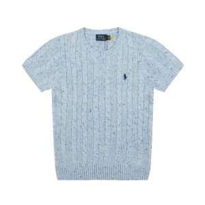 Ralph Lauren Blue Cable Knit Short Sleeve Sweater