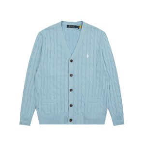 Ralph Lauren Men’s Blue Cable Knit Cardigan Sweater